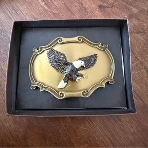 VTG Liberty Eagle Brass Belt Buckle Raintree 70s Wildlife Nature Birds Hippie